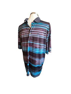 Mens Polo Performance Golf Shirt XL Striped Shirt Poly Blend jj3736